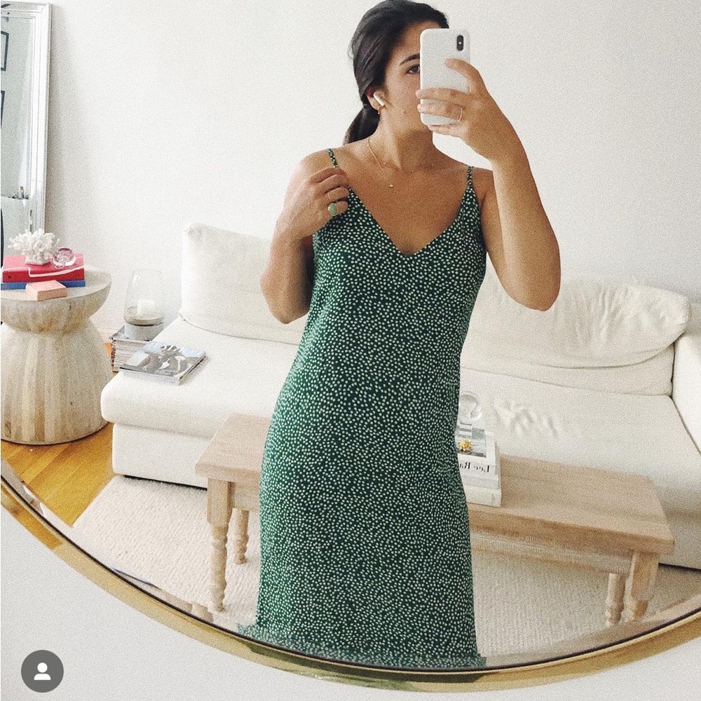 ALEXANDRA DRESS REFORMATION WHITE AND GREEN FLORAL CAMI